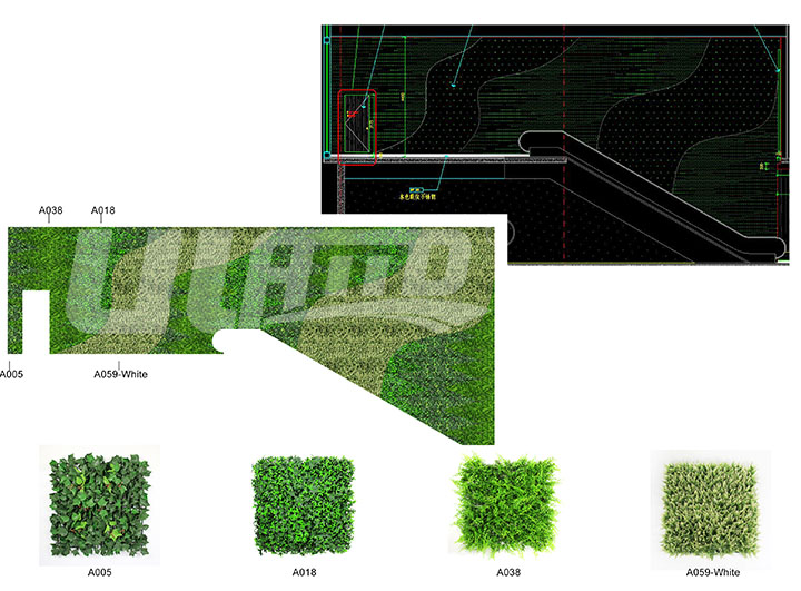商場電梯墻仿真植物墻定制